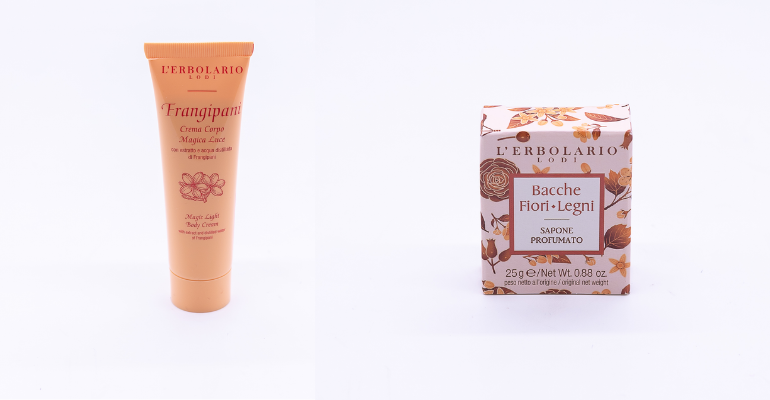 Sapone Profumato Bacche Fiori Legni <br>  Crema Corpo Magica Luce Frangipani