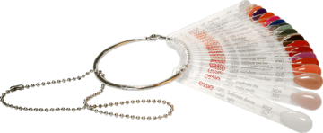 Extendable gel color charts, Abanico logo